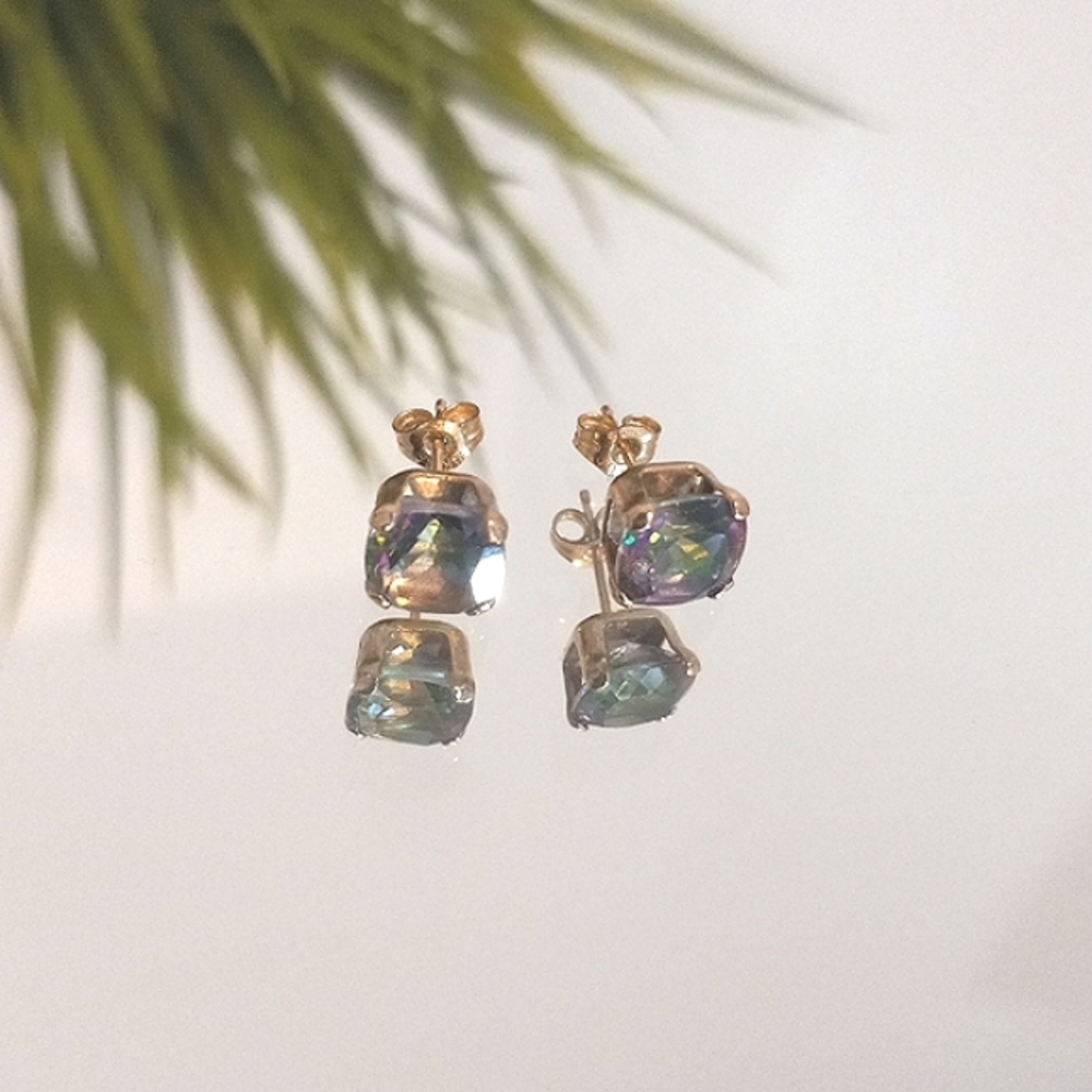 10K mystic topaz earrings - Picture 4 of 8